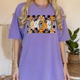 Teacher Appreciation Boho Floral Leopard Checkered Women's Comfort Colors T-Shirt Violet