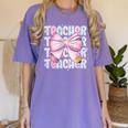 Teacher Bow Pencil Flowers Teacher Back To School Women's Comfort Colors T-Shirt Violet