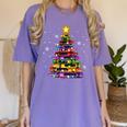 Teacher Crayon Christmas Tree Lights Student School Xmas Women's Comfort Colors T-Shirt Violet