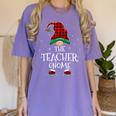 Teacher Gnome Xmas Family Matching Plaid Christmas Gnomes Women's Comfort Colors T-Shirt Violet