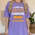 Teacher Halloween Pre-K Teacher Kindergarten Cutest Pumpkins Men Women Kids Women's Comfort Colors T-Shirt Violet