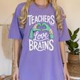 Teacher Halloween Shirt Women Men Teachers Love Brains Women's Comfort Colors T-Shirt Violet Teacher Halloween Shirt Women Men Teachers Love Brains Women's Comfort Colors T-Shirt Violet