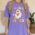 Teacher Halloween Trick Or Teach Floral Ghost Women's Comfort Colors T-Shirt Violet