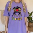 Teacher Life Messy Bun Glasses Leopard Sunflower Women's Comfort Colors T-Shirt Violet Teacher Life Messy Bun Glasses Leopard Sunflower Women's Comfort Colors T-Shirt Violet