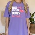 This Teacher Loves Her Flock Teaching Flamingo Girl Women's Comfort Colors T-Shirt Violet This Teacher Loves Her Flock Teaching Flamingo Girl Women's Comfort Colors T-Shirt Violet