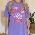 Teacher Positive Affirmations Candy Heart Valentine's Day Women's Comfort Colors T-Shirt Violet