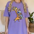 Teacher Shirt Giraffe Holding Books Bookworm Librarian Women's Comfort Colors T-Shirt Violet Teacher Shirt Giraffe Holding Books Bookworm Librarian Women's Comfort Colors T-Shirt Violet