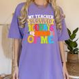 My Teacher Survived 100 Days Of Me 100th Day Of School Kids Women's Comfort Colors T-Shirt Violet My Teacher Survived 100 Days Of Me 100th Day Of School Kids Women's Comfort Colors T-Shirt Violet