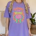 Teacher Teachers Love Brains Halloween Men Women Women's Comfort Colors T-Shirt Violet