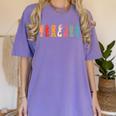 Teacher Word In Sign Language Awareness ASL Back To School Women's Comfort Colors T-Shirt Violet Teacher Word In Sign Language Awareness ASL Back To School Women's Comfort Colors T-Shirt Violet