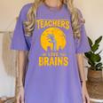 Teachers Love Brains Shirt Men Women Halloween Teacher Women's Comfort Colors T-Shirt Violet