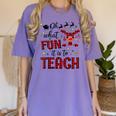 Teachers Oh What Fun It Is To Teach Cute Red Plaid Reindeer Women's Comfort Colors T-Shirt Violet