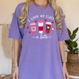 Teachers Valentine Day I Love My Class A Latte Coffee Women Women's Comfort Colors T-Shirt Violet