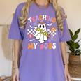 Teaching My Boos Ghost Teacher Cute Groovy Halloween Teacher Women's Comfort Colors T-Shirt Violet
