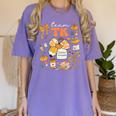 Team TK Crew Preppy Coquette Bow Pumpkin Fall TK Teacher Women's Comfort Colors T-Shirt Violet