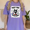 Test Day Stressed Cat Teacher Student Kids Testing Day Women's Comfort Colors T-Shirt Violet