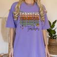 Thankful Teacher Thanksgiving Fall Pumpkin Turkey Women's Comfort Colors T-Shirt Violet