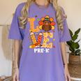 Thanksgiving Love Pre-K Teacher Turkey Autumn Fall For Men Women Girls Kids Women's Comfort Colors T-Shirt Violet
