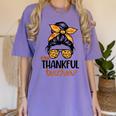 Thanksgiving Shirt Teacher Women Messy Bun Thankful Teacher Women's Comfort Colors T-Shirt Violet Thanksgiving Shirt Teacher Women Messy Bun Thankful Teacher Women's Comfort Colors T-Shirt Violet