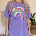 Tiny Human Tamer Watercolor Rainbow Daycare Teacher Women's Comfort Colors T-Shirt Violet Tiny Human Tamer Watercolor Rainbow Daycare Teacher Women's Comfort Colors T-Shirt Violet