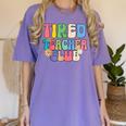Tired Teachers Club Groovy Teachers Back To School Women's Comfort Colors T-Shirt Violet