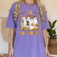 TK Boo Crew Preppy Halloween Floral Ghost TK Teacher Team TK Women's Comfort Colors T-Shirt Violet TK Boo Crew Preppy Halloween Floral Ghost TK Teacher Team TK Women's Comfort Colors T-Shirt Violet