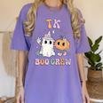 TK Boo Crew Retro Groovy Halloween Floral Ghost TK Teacher Men Women Kids Women's Comfort Colors T-Shirt Violet TK Boo Crew Retro Groovy Halloween Floral Ghost TK Teacher Men Women Kids Women's Comfort Colors T-Shirt Violet