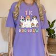 TK Boo Crew Retro Groovy Halloween Floral Ghost TK Teacher Women's Comfort Colors T-Shirt Violet TK Boo Crew Retro Groovy Halloween Floral Ghost TK Teacher Women's Comfort Colors T-Shirt Violet