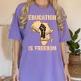 History Education Is Freedom African Map Black Teacher Women's Comfort Colors T-Shirt Violet