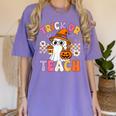 Trick Or Teach Cute Ghost Coffee Pumpkins Halloween Teacher Women's Comfort Colors T-Shirt Violet Trick Or Teach Cute Ghost Coffee Pumpkins Halloween Teacher Women's Comfort Colors T-Shirt Violet