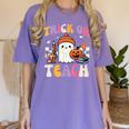 Trick Or Teach Ghost Teacher School Halloween Men Women Women's Comfort Colors T-Shirt Violet Trick Or Teach Ghost Teacher School Halloween Men Women Women's Comfort Colors T-Shirt Violet