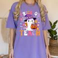 Trick Or Teach Groovy Teacher Ghost Halloween Teacher Women's Comfort Colors T-Shirt Violet Trick Or Teach Groovy Teacher Ghost Halloween Teacher Women's Comfort Colors T-Shirt Violet