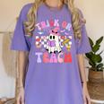 Trick Or Teach Halloween Teacher Floral Ghost Groovy Women's Comfort Colors T-Shirt Violet Trick Or Teach Halloween Teacher Floral Ghost Groovy Women's Comfort Colors T-Shirt Violet
