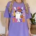 Trick Or Teach Teacher Pencil Ghost Halloween Teacher Women's Comfort Colors T-Shirt Violet Trick Or Teach Teacher Pencil Ghost Halloween Teacher Women's Comfort Colors T-Shirt Violet
