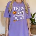 Trig Or Treat Shirt Halloween Math Teacher School College Men Women Kids Women's Comfort Colors T-Shirt Violet