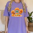 Turkey Read Books Reading Fall Thanksgiving Teacher Women's Comfort Colors T-Shirt Violet Turkey Read Books Reading Fall Thanksgiving Teacher Women's Comfort Colors T-Shirt Violet