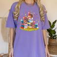 Turkey Reading Books Fall Season Thanksgiving Teacher Book Women's Comfort Colors T-Shirt Violet
