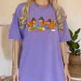 Turkey Reading Books Fall Thanksgiving Teacher Student Women's Comfort Colors T-Shirt Violet