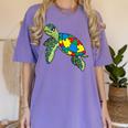 Turtle Puzzle Pieces For Autism Awareness Kids Women Teacher Women's Comfort Colors T-Shirt Violet Turtle Puzzle Pieces For Autism Awareness Kids Women Teacher Women's Comfort Colors T-Shirt Violet