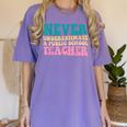 Never Underestimate A Public School Teacher Groovy Women Women's Comfort Colors T-Shirt Violet