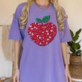 Valentines Day Teacher Hearts Apple Love Teach Women Men Women's Comfort Colors T-Shirt Violet