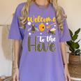 Welcome To The Hive Bee Teacher Back To School Women's Comfort Colors T-Shirt Violet