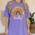 Wild About Reading Teacher Back To School Leopard Rainbow Women's Comfort Colors T-Shirt Violet Wild About Reading Teacher Back To School Leopard Rainbow Women's Comfort Colors T-Shirt Violet