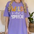 Wild About Speech SLP Leopard Teacher Back To School Kids Women's Comfort Colors T-Shirt Violet