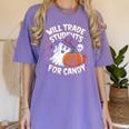 Will Trade Students For Candy Halloween Teacher Women's Comfort Colors T-Shirt Violet