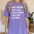 Woman Mom Teacher Wife TIRED T Shirt Cute Mom Teacher Shirts Women's Comfort Colors T-Shirt Violet