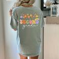 2nd Second Grade Teacher Wildflower Back To School Floral Women's Comfort Colors T-Shirt Back Print Bay
