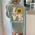 4th Grade Teacher Love Autumn Fall Sunflower Appreciation Women's Comfort Colors T-Shirt Back Print Bay