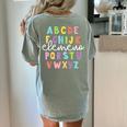 Alphabet ABC Elemeno Teacher Student Back To School Women's Comfort Colors T-Shirt Back Print Bay