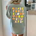 Alphabet Turkey Thanksgiving Costume Preschool Teacher Men Women Women's Comfort Colors T-Shirt Back Print Bay